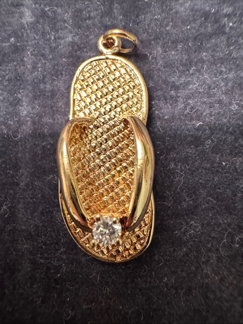 Yellow Gold over Sterling silver Flip Flop with Center CZ Pendant by Azaggi.